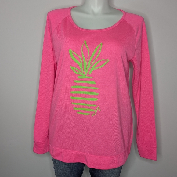 Lilly Pulitzer Tops - Lilly Pulitzer Pink Green Pineapple Long Sleeve Sweatshirt XL